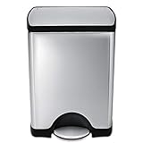 SIMPLEHUMAN Cubo Rectangular 30 L, Acero Inoxidable Cepillado, 30 litros