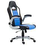 HOMCOM Silla Gaming Escitorio Silla Giratorio de Oficina Hogar Juvenil Ergonómica Regulable con Ruedas Azul