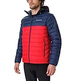 Columbia Powder Lite Hooded Jacket, Chaqueta Acolchada Con Capucha para Hombre, Mountain Red/Collegiate Navy, Talla M