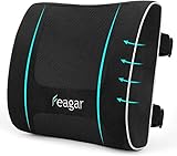 Feagar Cojin Lumbar Coche, Respaldo Lumbar para Silla Oficina, Apoyo Almohada Lumbar de Espuma Memoria(Negro)